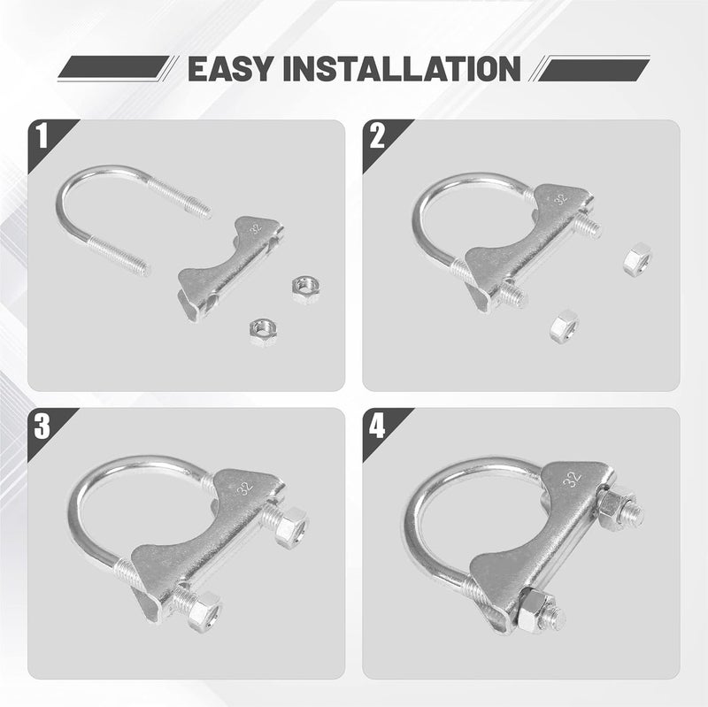 GESEXI 1.25" U-shaped Exhaust Pipe Clamp Mild Steel Muffler Exhaust Clamps with Anti-Rust Coat Pack of 2 - Image 5